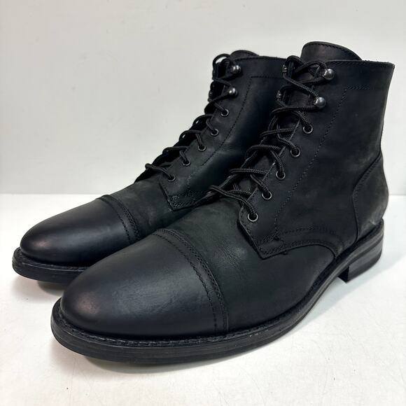 EXCELLENT Thursday Captain Boot Triple Black Matte Nubuck Leather Handmade M 14 - Picture 1 of 11
